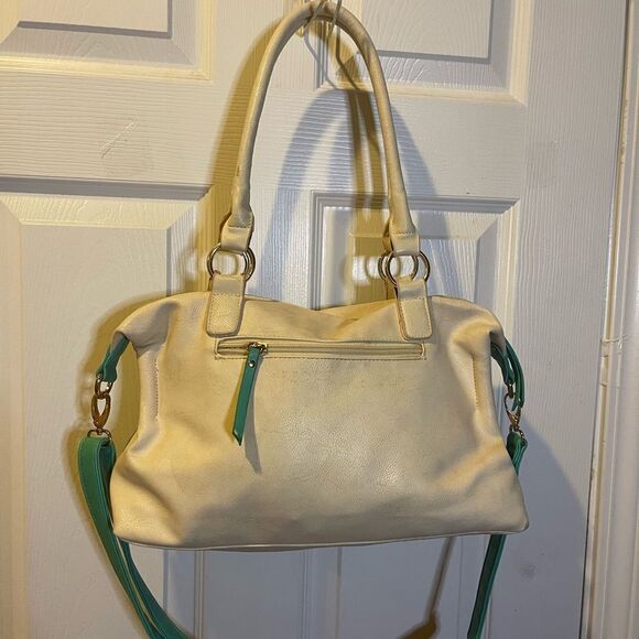 Revolution Couture synthetic leather Teal &Cream Handbag shoulder/crossbody.bag. - Picture 2 of 12